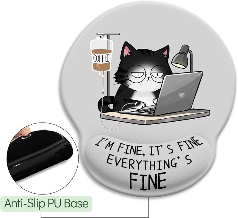 LIMKRIAN Cat Ergonomic Mouse Pad with Wrist Rest, Gaming Mouse Pad with Wrist Support, Funny Mouse Pads for Desk, Computer Mousepad with Non-Slip Pain Relief PU Base, Cute Office Desk Accessories - Image 5
